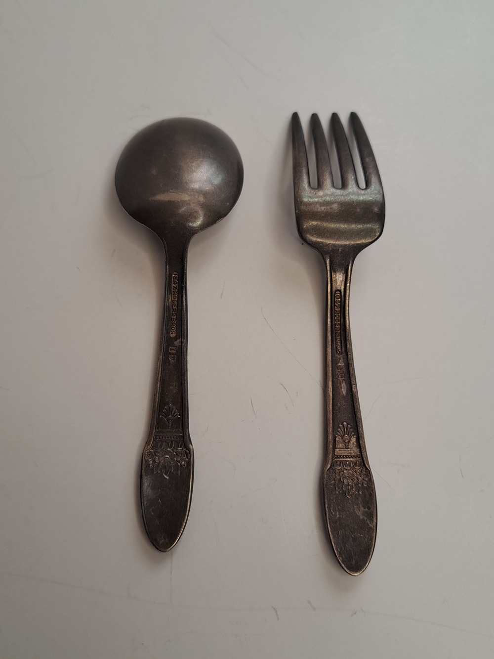 1847 Rogers Bros. IS Silverplated 4 1/2 in. Fork and Spoon "First Love" Pattern